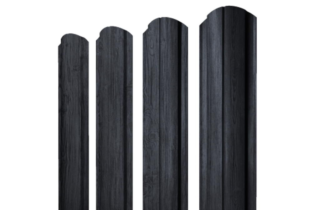 Штакетник Полукруглый Slim фигурный 0,45 Print Premium Grey Wood TwinColor