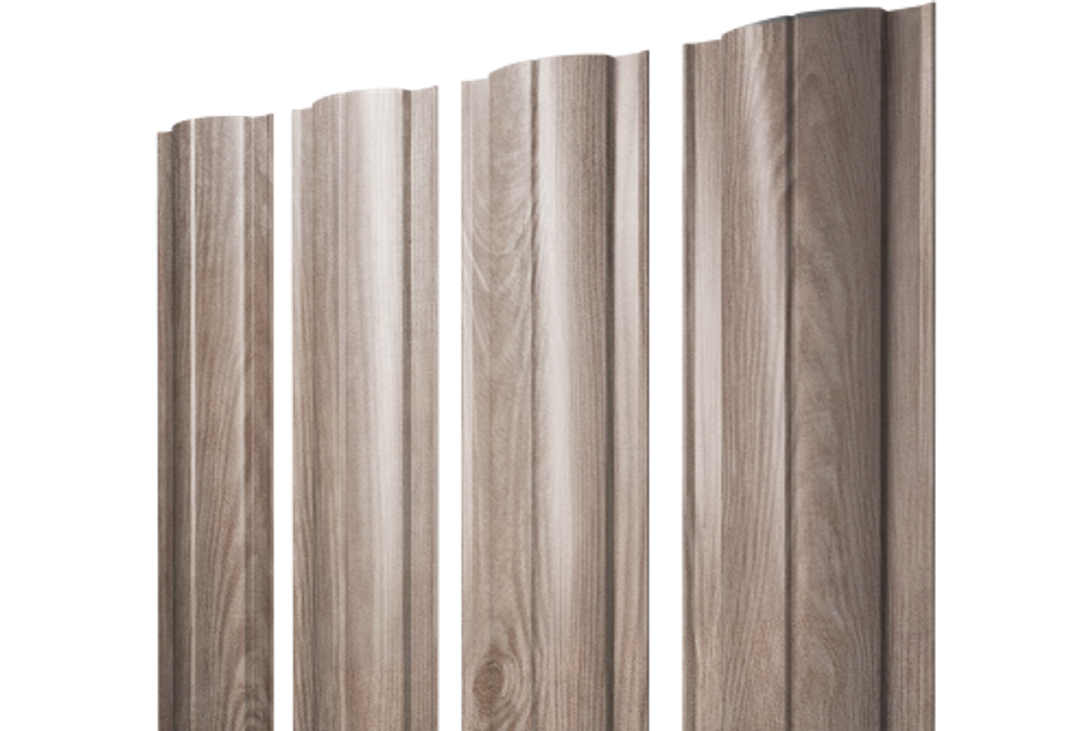 Штакетник Круглый с прямым резом 0,45 Print Elite White Wood TwinColor