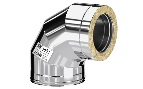 Колено Craft утепленное угол 90° нержавеющее (316/0,8/304/0,5мм) ф115/200 по воде, Cerablanket