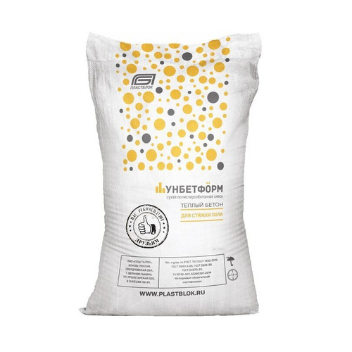 Сухая полистиролбетонная смесь УНБЕТФОРМ для теплой стяжки пола 16 кг, шт