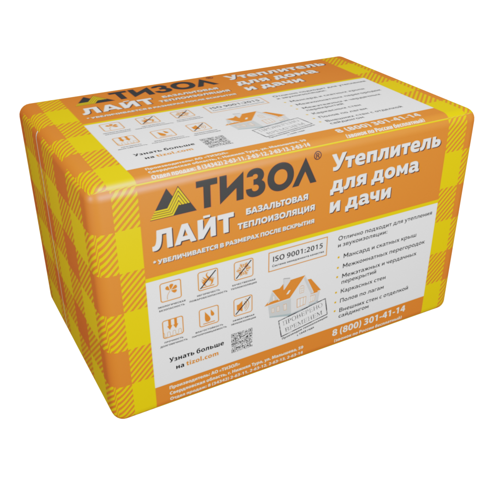 Минеральная вата Тизол EURO Лайт 30 кг/м3 1000х600х100 мм, 3 шт/упак