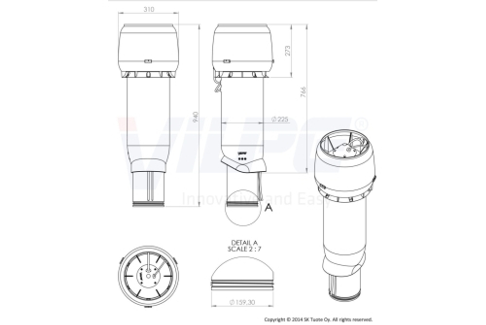 Вентилятор Vilpe Eсo220Р 160/700 коричневый
