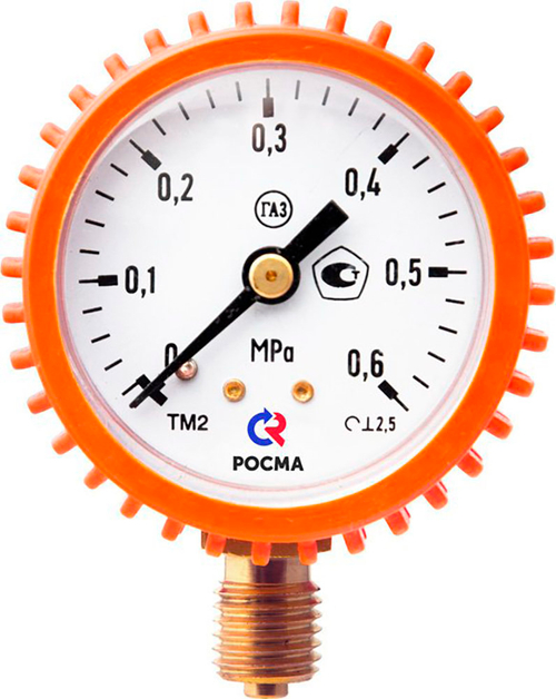 Манометр РОСМА ТМ-21GР.GG (G-G.6МПа) M12x1.5 2.5 C3H8 общетехнический 5Gмм, тип - ТМ-21GР, радиальное присоединение, G-G.6МПа, резьба M12x1.5, класс точности 2.5, пропан