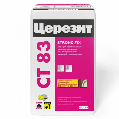 Клей Церезит СТ 83 Strong Fix для пенополистирола 25 кг, шт