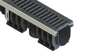 Лоток водоотводный PolyMax Drive DN100 h96 пластиковый с решеткой щелевой чугунной ВЧ кл.D (комплект)