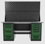 Верстак двухтумбовый 4 ящиков /5 ящиков с двумя экранами 1800*700 зеленый GAROPT, GT1800Y4Y5PP2.green