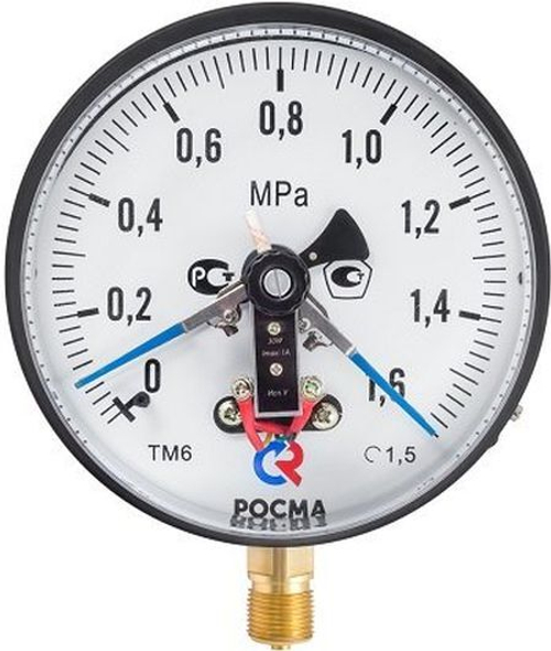 Мановакуумметр РОСМА ТМВ-61GР.G5 (-G.1-G.15МПа) М2Gх1.5 1.5 IP54 общетехнический 15Gмм, тип - ТМВ-61GР, радиальное присоединение, электроконтактная приставка тип V, с DIN-разъемом, G.1-G.15МПа, резьба М2Gх1.5, класс точности 1.5