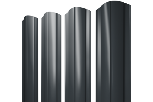 Штакетник Круглый фигурный 0,5 GreenCoat Pural BT, matt RR2H3 (RAL 7016 антрацитово-серый)