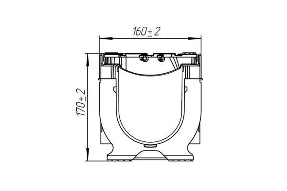 Лоток водоотводный PolyMax Drive DN100 h170 пластиковый с решеткой щелевой чугунной ВЧ кл. Е (комплект)