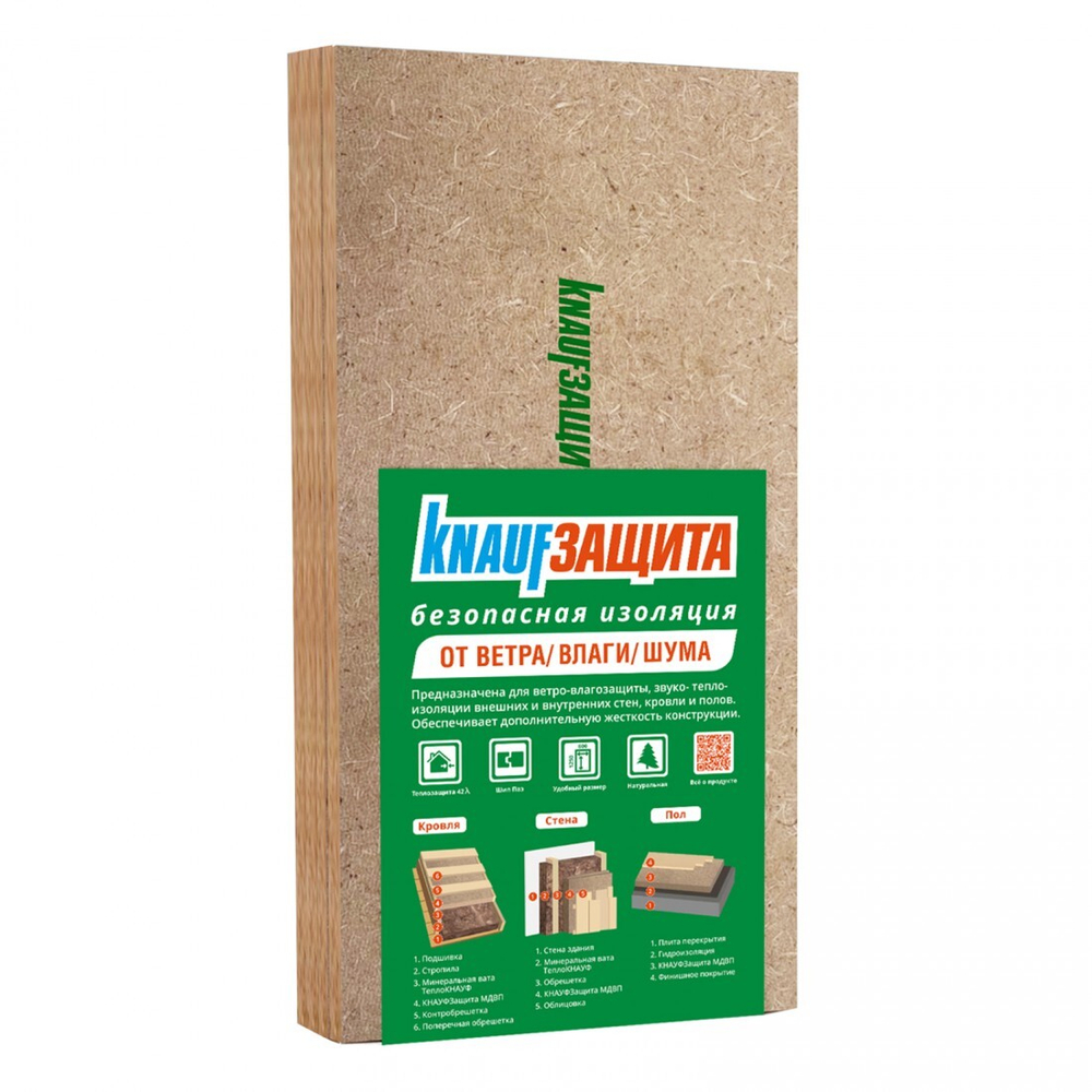 Плита МДВП Knauf Insulation КНАУФ Защита 1250х600х22 мм 4 плиты, упак