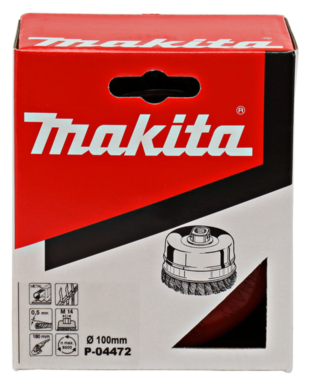 Чашечная щётка 100 мм из стальной проволоки 0.5 мм; M14 для УШМ Makita P-04472