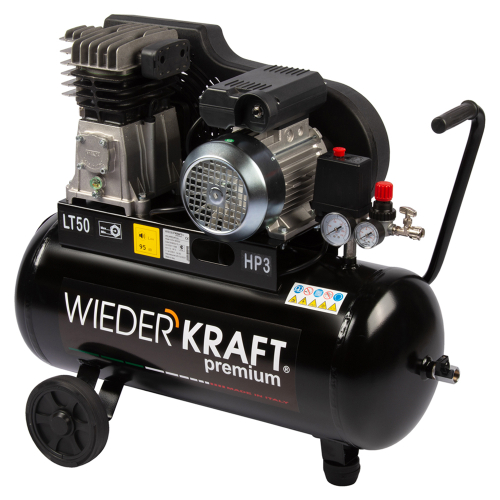 WDK-90532  Масляный поршневой компрессор с ременным приводом:320 л/мин, ресивер 50л, 9 бар; 220В