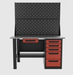 Верстак однотумбовый 5 ящиков с двумя экранами и ящиком, красный 1400*700 Garopt, GT1400STY1Y5PP2.red