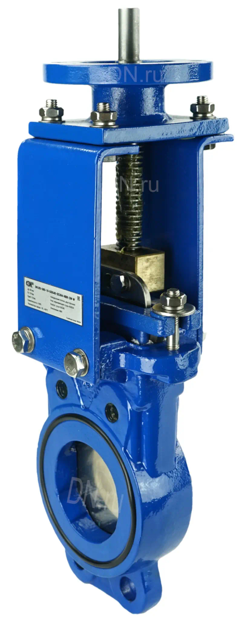 Задвижка шиберная DN.ru GVKN1331N-2W-Fb-ISO Ду80 Ру16 двусторонняя, межфланцевая, шпиндель - невыдвижной, корпус - чугун GGG40, шибер - нержавеющая сталь 304, уплотнение - NBR, с ISO-фланцем и голым штоком, круглый шток 16, F10