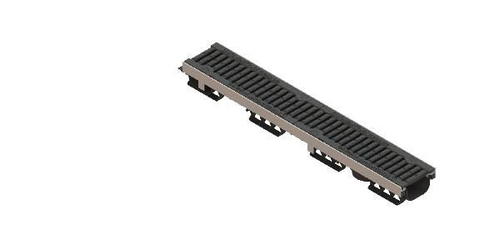 Лоток водоотводный PolyMax Drive DN100 h96 пластиковый с решеткой щелевой чугунной ВЧ кл.D (комплект)