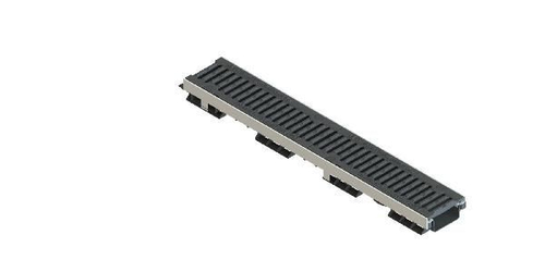 Лоток водоотводный PolyMax Drive DN100 h76 пластиковый с решеткой щелевой чугунной ВЧ кл. D (комплект)