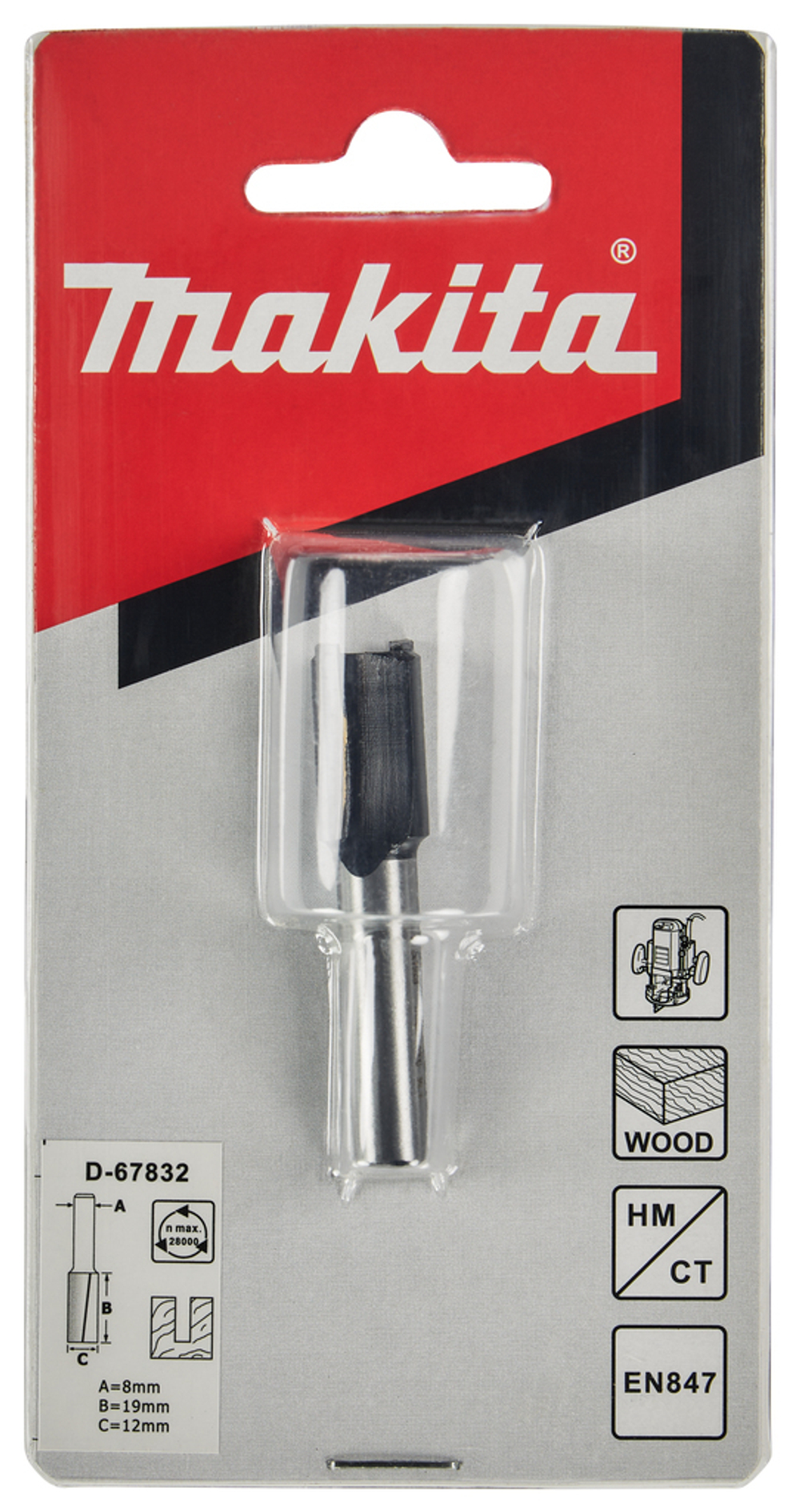 Фреза пазовая 12х19, S8, 2T Makita D-67832