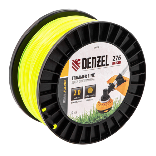 Леска для триммера круглая, 2,0мм х 276м, на DIN катушке FLEX CORD,  Denzel