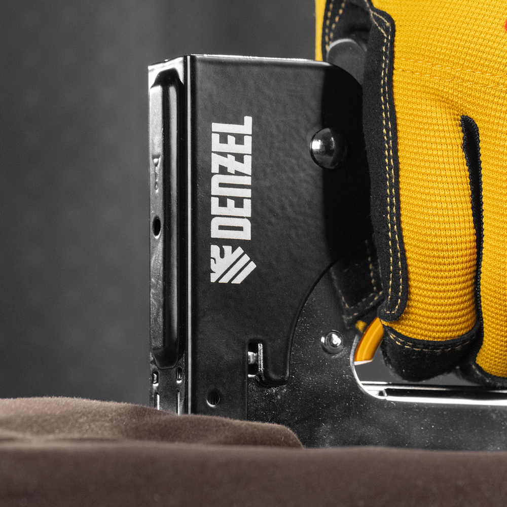 Степлер металл., скобы в комплекте, плавная регулировка удара, 2К рукоятка, тип 53, 4-14 мм Denzel