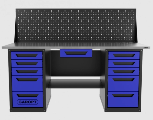 Верстак двухтумбовый 5 ящиков /5 ящиков с экраном и ящиком, синий 1800*700 GAROPT, GT1800Y1Y5Y5PP.blue
