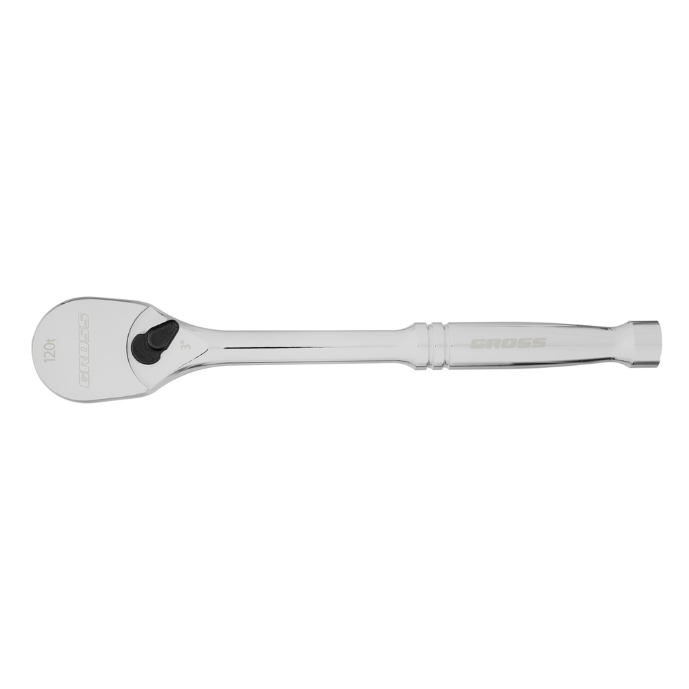 Ключ-трещотка 3/8", CrV, 120 зубьев, цельнометаллический, хром Gross