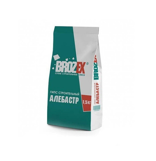 Алебастр Brozex гипс строительный 1,5 кг, 12 шт/упак