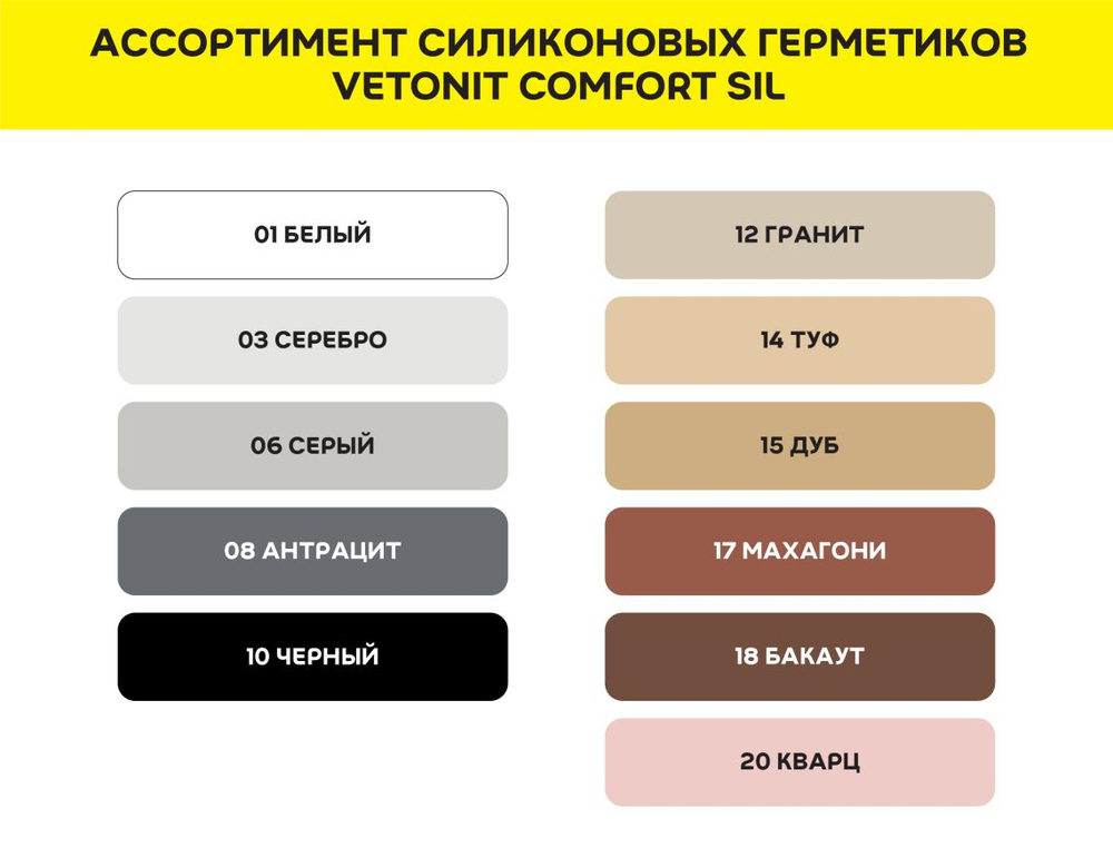 Герметик Ветонит комфорт сил цветной силиконовый 18 бакаут 280 мл