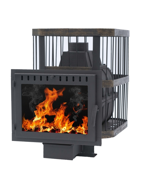 Печь для бани чугунная Сибирь-20 панорамная дверка (сетка)