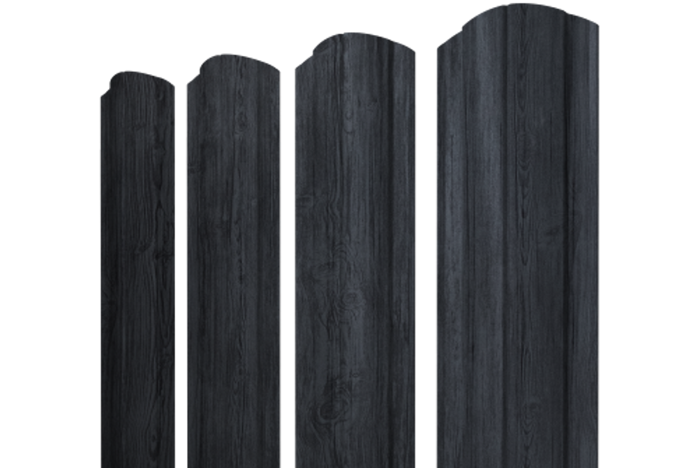 Штакетник Круглый фигурный 0,45 Print Premium Grey Wood TwinColor