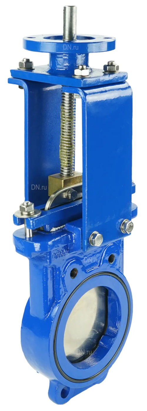 Задвижка шиберная DN.ru GVKN1331N-2W-Fb-ISO Ду125 Ру16 двусторонняя, межфланцевая, шпиндель - невыдвижной, корпус - чугун GGG40, шибер - нержавеющая сталь 304, уплотнение - NBR, с ISO-фланцем и голым штоком, круглый шток 18, F10