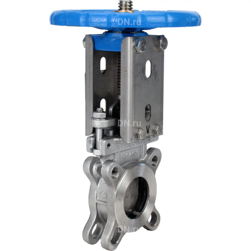 Задвижка шиберная DN.ru GVKR3131E-1W-Fb-S Ду65 Ру10 односторонняя, межфланцевая, шпиндель - выдвижной, корпус - нержавеющая сталь 304, шибер - нержавеющая сталь 304, уплотнение - EPDM, управление - штурвал, WENZ