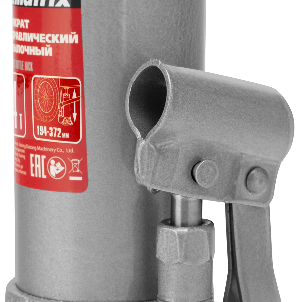 Домкрат гидравлический бутылочный, 4 т, высота подъема 194-372 мм, в пластиковый кейсе Matrix