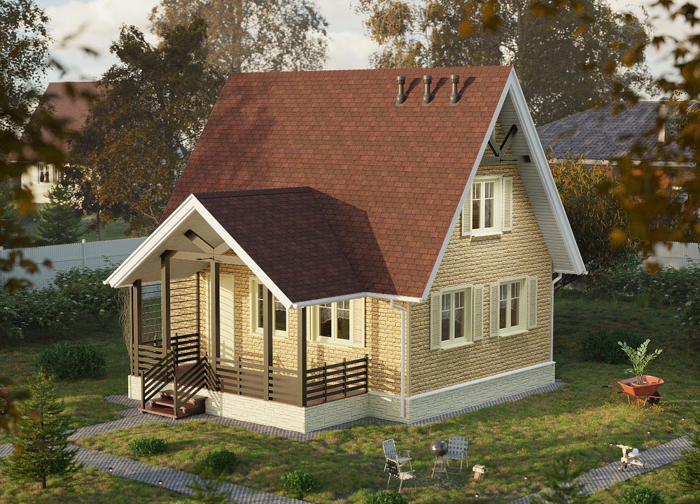 Сайдинг LUX под камень, Bergart, пекан