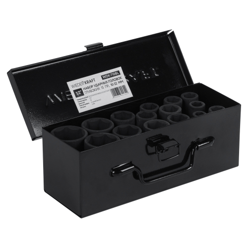 WDK-710BL Набор ударных головок глубоких 1/2", 10-32 мм, 15 предметов