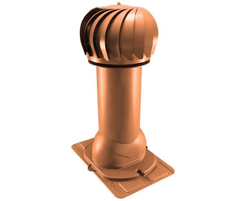 Роторная вентиляция с универсальным проходным элементом d125мм, h-650мм не утепленная, кирпичная RAL 8004