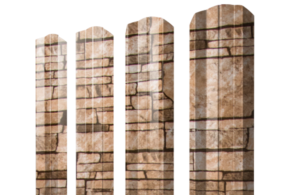 Штакетник М-образный А фигурный 0,45 Print Elite Sand Stone TwinColor