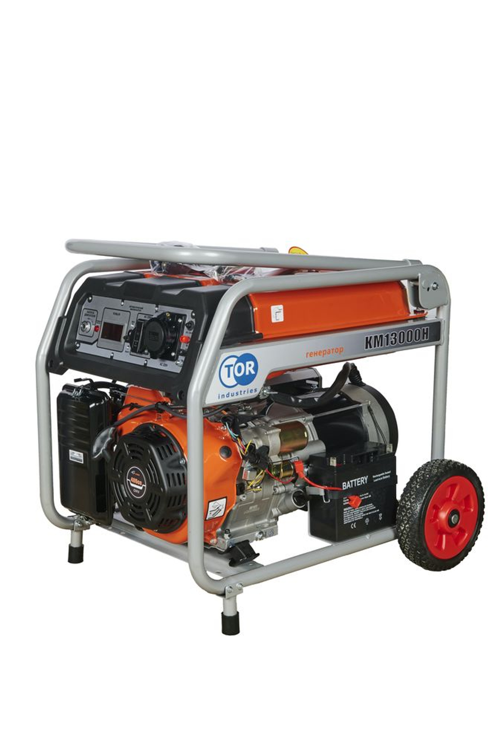 Генератор бензиновый 9,0 кВт 220В 26 л с электростартером и колесами TOR KM13000H