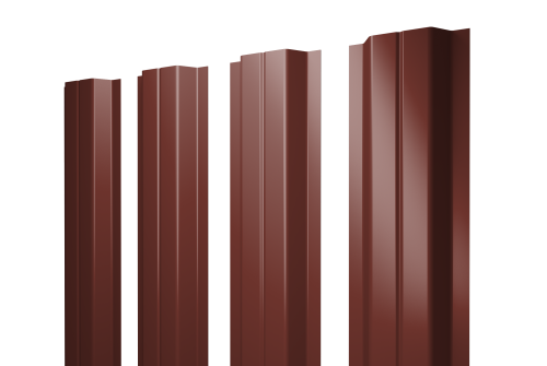 Штакетник П-образный A с прямым резом 0,45 PE RAL 3009 оксидно-красный