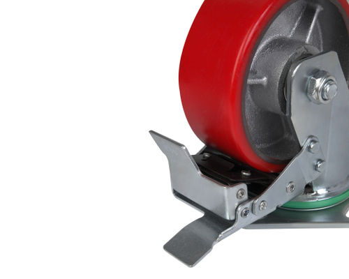 Большегрузное колесо с полиуретановой шинкой С-4102-DUS поворотное, с тормозом, г/п 350 кг