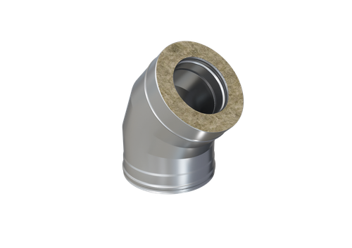 Колено Феррум утепленное угол 135° нержавеющее (430/0,5мм)/оцинкованное ф150/210 по воде