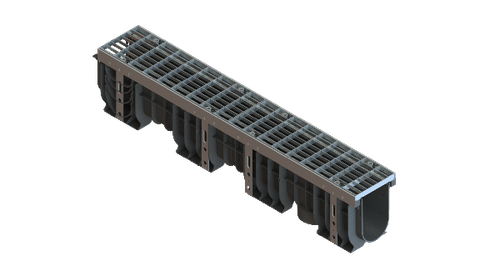 Лоток водоотводный PolyMax Drive DN100 h200 пластиковый с решеткой ячеистой ОС кл.А (комплект)