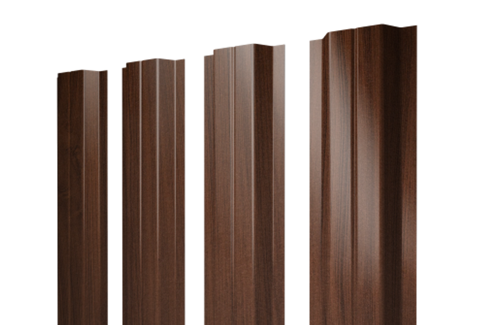 Штакетник П-образный A с прямым резом 0,45 Print Elite Choco Wood TwinColor