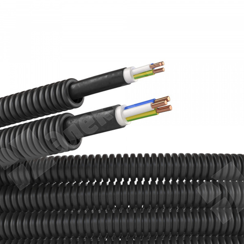 Электротруба ПНД гибкая гофр. д.16мм, цвет черный, с кабелем ВВГнг(А)-LS 3х1,5мм² РЭК "ГОСТ+", 25м 7L71625 DKC (ДКС)