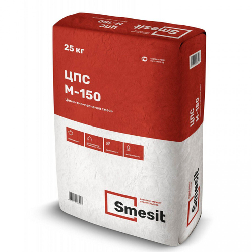 Цементно-песчаная смесь М-150 Smesit ЗИМА 25 кг, 48 шт/поддон