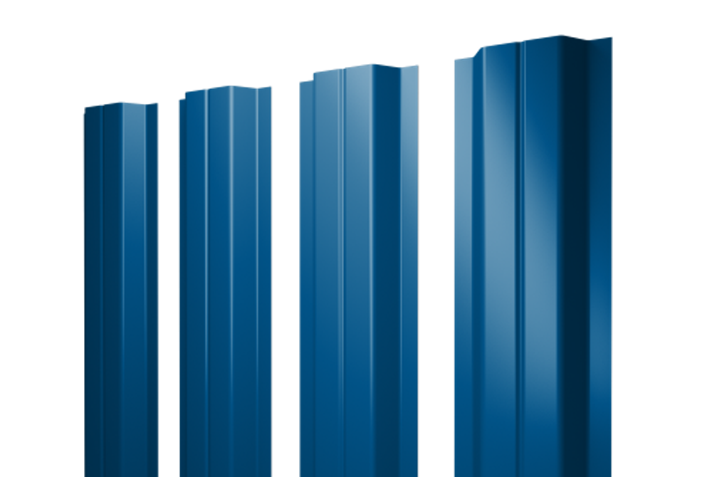 Штакетник П-образный A с прямым резом 0,4 PE RAL 5005 сигнальный синий