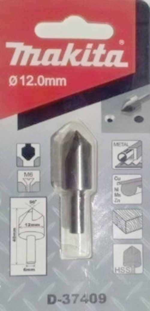 Зенковка HSS, 12х40 мм, 5T, 90G, хвостовик 6 мм Makita D-37409