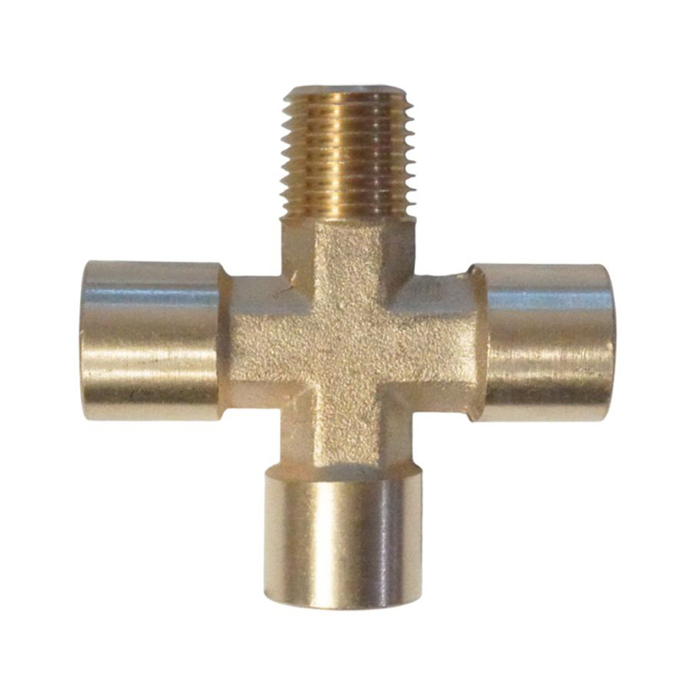 WDK-23FMB Фитинг X - образный, резъба 1/4" PT, F-F-F-M (внутренний/внешний), латунь