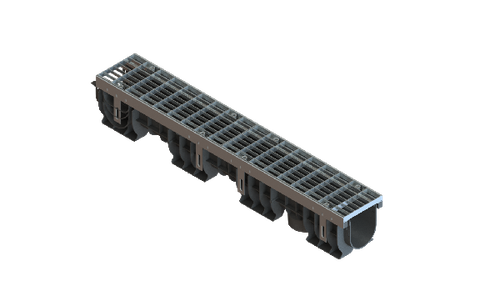 Лоток водоотводный PolyMax Drive DN100 h155 пластиковый с решеткой ячеистой ОС кл.А (комплект)