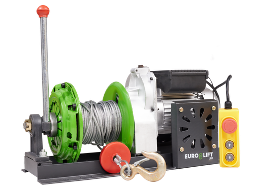 Лебедка KCD-M 400кг, 30м, U=220 В электрическая монтажная с рычагом Euro-Lift