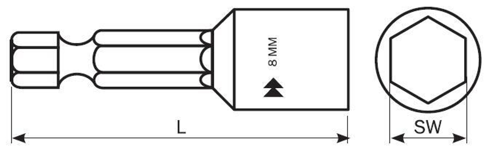 Насадка шестигранная магнитная М8 HARPOON